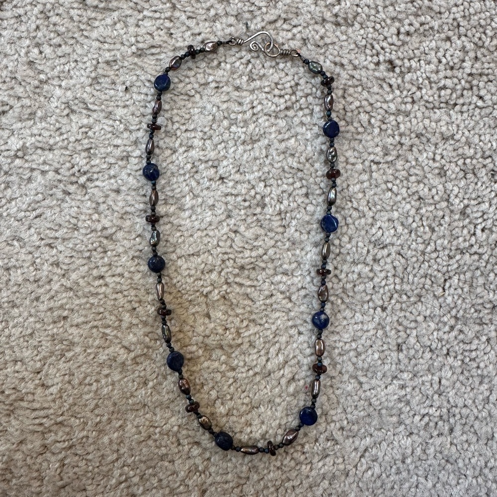 Elegant Blue and Silver Beaded Necklace